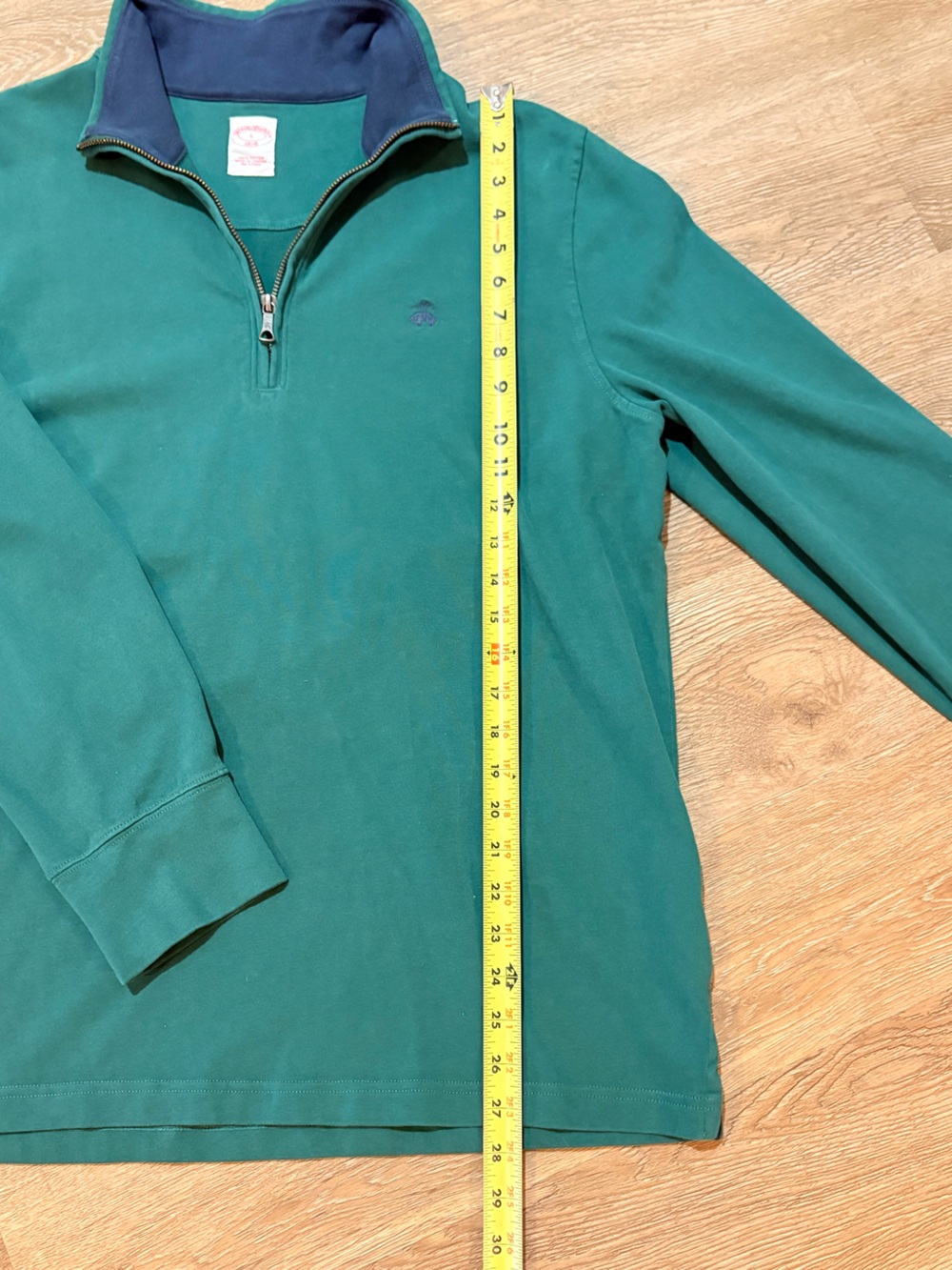 Brooks Brothers Teal Half-Zip Pullover with Navy Trim - Picture 4 of 9
